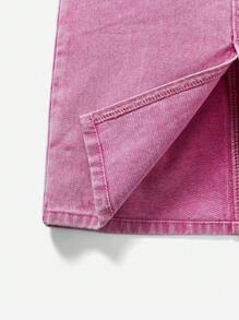 SHEIN Young Girls Casual Basic Blue Denim Skirt,Spring And Summer Boho Skirt