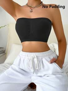 Women Solid Color Pleated Bandeau Bra Set Of 5 - Multicolor - View 8
