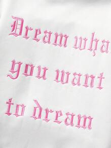 SHEIN Tween Girl Autumn/Winter New Arrival Back Embroidered Text & Letter Hooded Sweatshirt