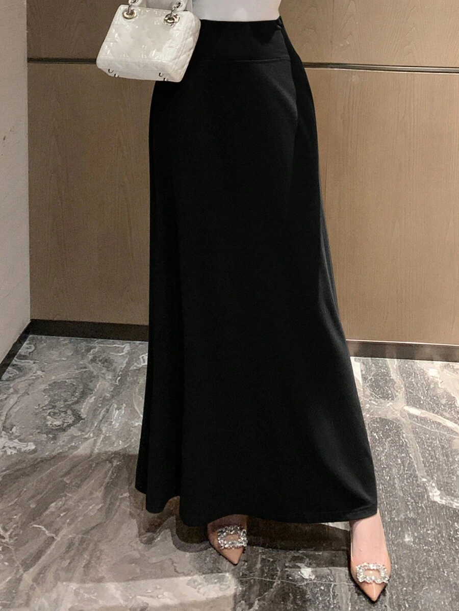 DAZY 女士灰色超长修身微宽松半身裙 秋季半身裙