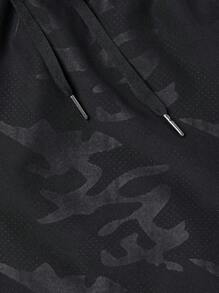 Manfinity Sport Corelite Boyfriend Style Men 1pc Wings Print Drawstring Waist Sports Shorts - Black - View 4