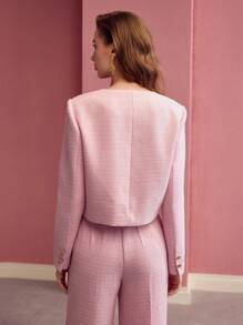 MOTF PREMIUM FLORAL EMBROIDERY BOXY JACKET,VALENTINE'S DAY - Pink - View 6