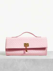 SHEIN SXY 女士手提包，编织包，时尚，简约，优雅，百搭，经典，粉色，适合经典场合，通勤，办公，约会，日常，购物，下午茶，派对，舞会，俱乐部，生日，晚宴，情人节约会 - 淺粉色 - 查看 2