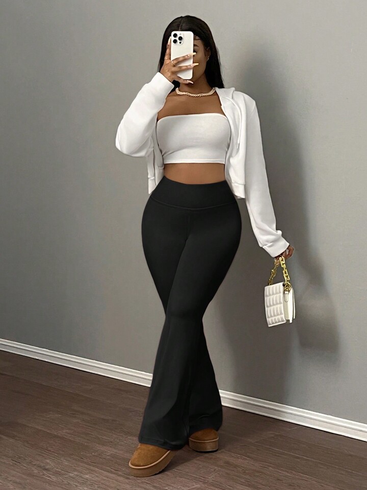 Slaydiva Women's High-Waisted Elastic Slimming Flare Yoga Pants Flared Sweatpants For Women