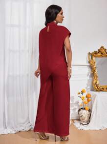 SHEIN Lady Four Seasons Two Piece Outfits Women Outfit Sets Fall Two Piece Sets Casual Elegant Women's White Woven Stand Collar Elegant Layered Women Fall Sets New Women's Two-Piece Set Women's Casual Two-Piece Set - Burgundy - View 2