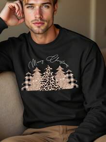 Manfinity VCAY Sweatshirt Lengan Panjang Rajut Longgar Kasual untuk Pria, Cocok untuk Musim Gugur dan Musim Dingin - Hitam - View 5