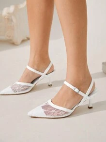 CUCCOO HITCHD 女士时尚百搭休闲高跟鞋，适合圣诞节和新年假期氛围秋冬季 - 白色 - 查看 1