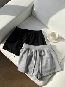 Comfortcana 女士纯色系带简约休闲短裤，日常穿着 - 彩色 - 查看 6