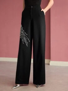 MOTF PREMIUM SEQUIN BEADED TAILORED PANTS - Black - View 5