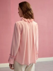 MOTF PREMIUM BLUSA CON CUELLO DE CORBATA Y ESTAMPADO FLORAL ESTÉREO