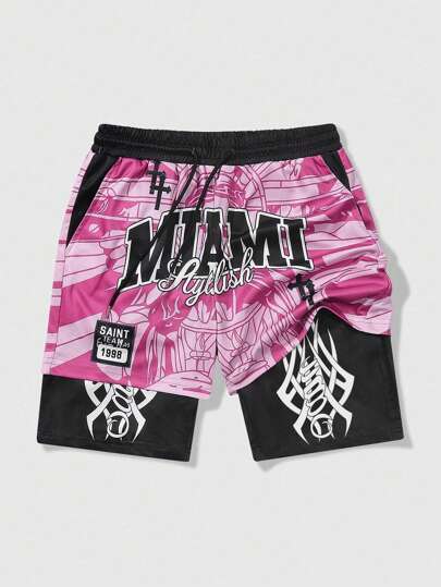 Street Life Pantalones cortos de baloncesto transpirables de 2 en 1 para hombres, apropiados para el uso diario en primavera y verano, escuela