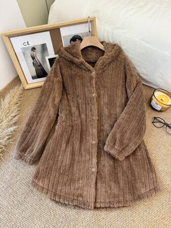SHEIN Privé 大码女式保暖连帽夹克，保暖厚实，适合秋冬季