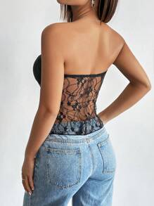Chiquease Dames kanten voorkant gedraaide zoom bandeau crop top