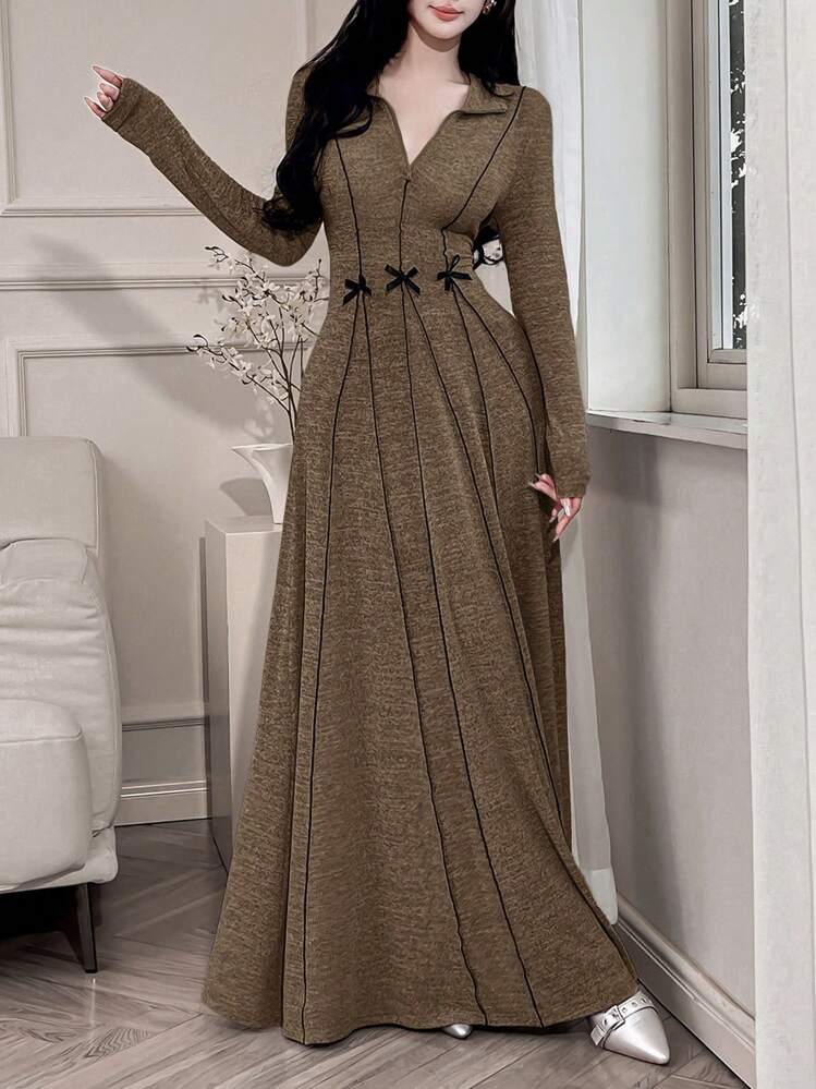 A&M رمضان فستان عباية طويل للنساء بحزام خصر وعقدة...