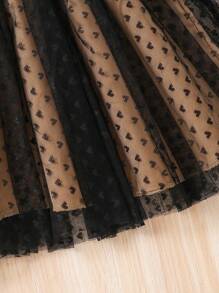 SHEIN Young Girl's Solid Color Splice Round Neck Long Sleeve Casual Dress - Khaki - View 4