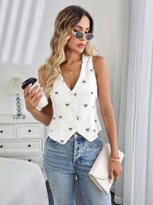 SHEIN LUNE Women Leopard Print Casual Vintage-Style French Street Fashion Vest, Suitable For Autumn/Winter