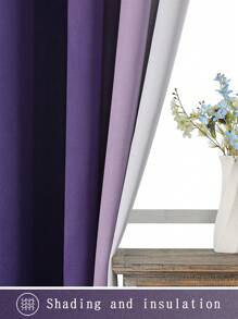 2 paneles de cortinas opacas minimalistas de dos tonos degradados, púrpura y gris, para dormitorio/sala de estar, decoración de otoño, decoración de la habitación - Morado - Ver 6