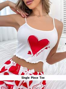 Y2K Style Heart Print Women Camisole Top - White - View 3
