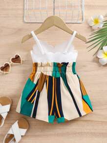 Travachic KIDS Baby Girl Cute Colorblock Striped Romper, Summer Vacation - Multicolor - View 2
