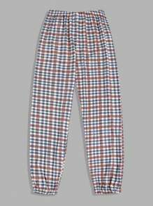 RueChic Men Plaid Printed 2pcs Pack Regular Homewear Bottom Pants - Multicolor - View 10