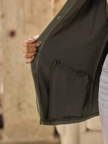 LanaWest Jachetă Casual Color Block pentru Toamnă - Verde Armată - Vizualizare 7
