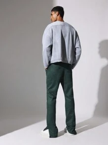 SUMWON Flare Fit Jogger Pants Suedette Split Hem Athletic Loungewear Relaxed Wide Leg Sports Tracksuit Bottoms Athleisure Streetwear Winter Fall Training - Green - View 4