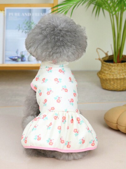 PETSIN Cute Floral Vintage Style Pink Pet Dress, Popular European And American Dog/Cat Clothes