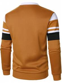 Manfinity Homme Men's Colorblock Pullover, Fashion Casual Sweatshirt, For Fall, Long Sleeve Top - Multicolor - View 3