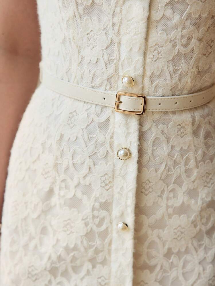 LACE CONTRAST MESH MERMAID HEM DRESS,SPRING/SUMMER