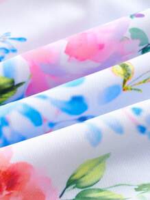 Swim Oasis Summer Vacation Deep V Neck Tummy Control Ruffle Hem One-Piece Swimsuit - Multicolor - View 8