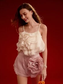MOTF PREMIUM DÉBARDEUR AVEC VOLANT FLORAL STÉRÉO, SAINT-VALENTIN