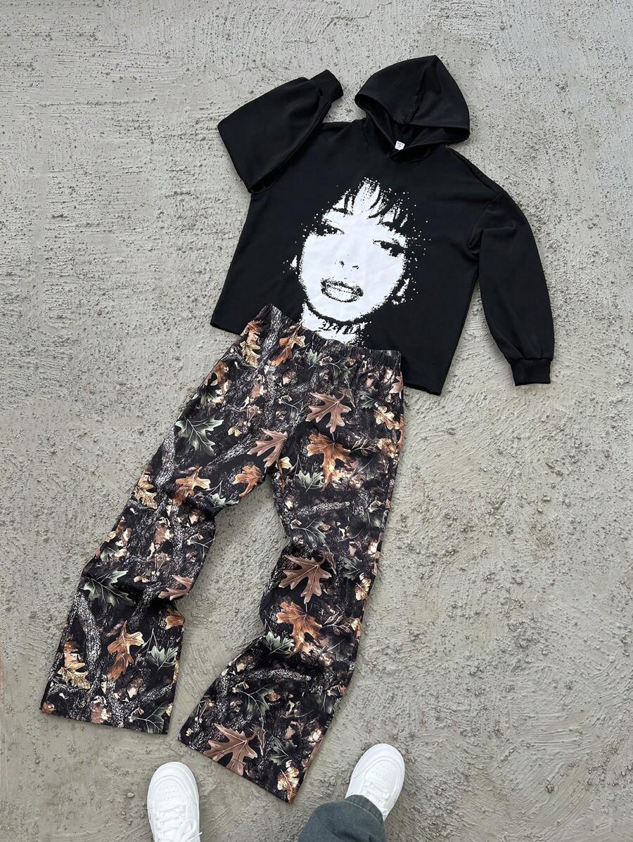 SHEIN Leap Crew 青少年男孩宽松休闲运动连帽衫和裤子两件套 - 彩色 - 查看 1