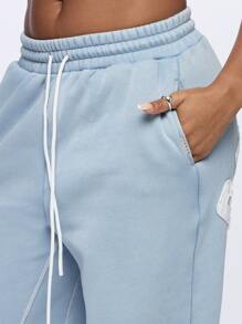 SUMWON WOMEN Athletic Loungewear Sweatpants With University Style Letter Graphics Elastic Waistband Soft Fleece Winter Fall Joggers Training Workout Pants - Dusty Blue - View 3