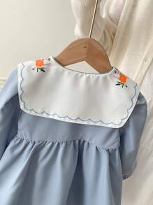 Baby Girl Simple Cute Casual Light Blue Thin Dress For Spring And Autumn - Blue - View 4