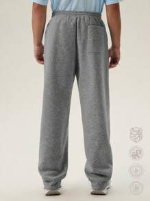 Manfinity VCAY Men's Letter Graphic Patch Pocket Relaxed Straight Knit Sweatpants - Dark Grey - View 3