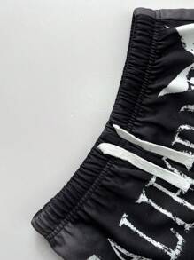 SHEIN Leap Crew 2pcs/Set Tween Boy Casual Loose Letter Print Shorts And Long Pants - Multicolor - View 4