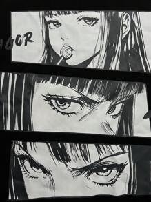 SHEIN Tween Girl 图案印花圆领长袖 T 恤 - 白色 - 查看 4