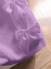 SHEIN Frenchy Plus Size Crew Neck Long Sleeve Sweater With Hollow Out Bowknot Decor, Cute Fairy Style, Loose Fit, Apricot Knitted In Fall/Winter