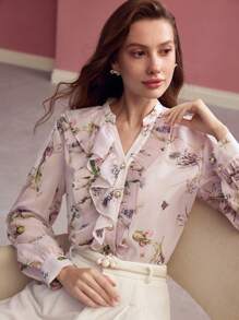 MOTF PREMIUM 荷叶边轻薄衬衫，情人节 - 彩色 - 查看 2