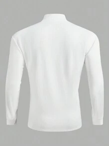 Manfinity Homme Men's Front Zip Up Long Sleeve Simple Pullover Sweatshirt, Casual Everyday Wear - White - View 2