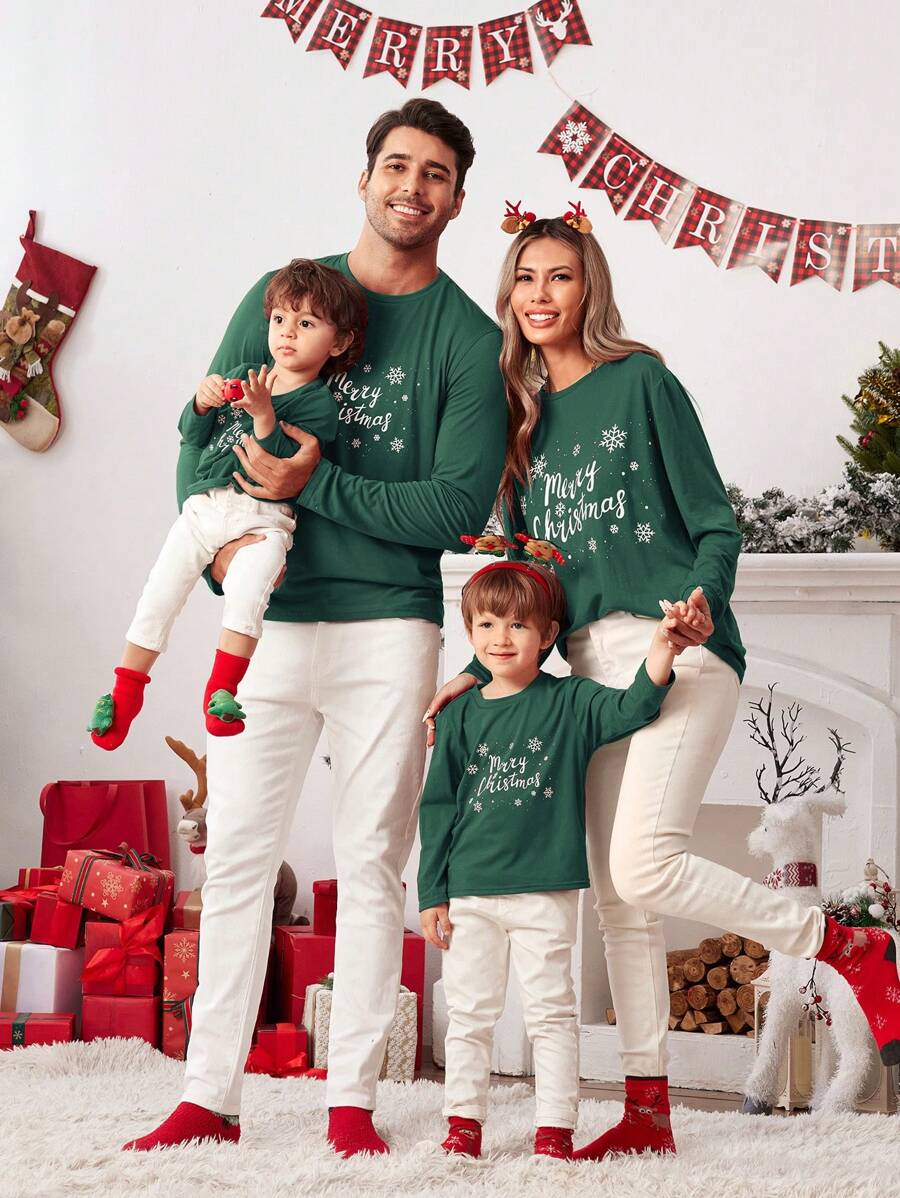 Manfinity VCAY Men's Fitted Round Neck Long Sleeve Casual T-Shirt, Suitable For Autumn/Winter, Christmas, Couple, Family, Party