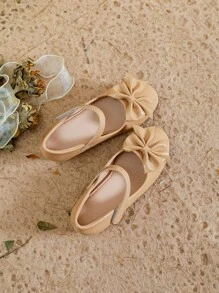 1 Pair Girls Casual Bow Decor Flats