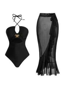 Swim Oasis Letnia sukienka walentynkowa w stylu jednoczęściowym dla kobiet