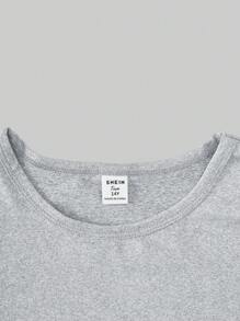 2pcs Teen Girl Vintage American English Print Basic Sweatshirt And Pants Set - Multicolor - View 9