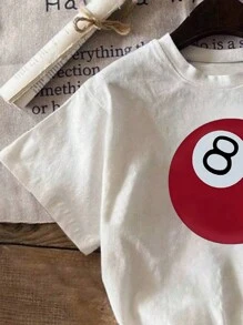 Zomer Casual T-shirt met 8 Ball Print voor tienermeisjes
