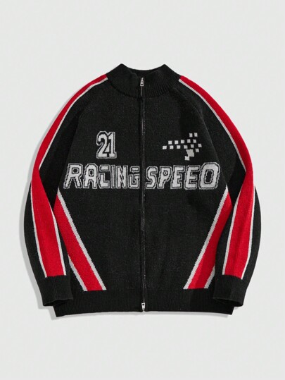 Prep Men's Solid Color Patchwork Front Zipper Long Sleeve Minimalist Graphic Pullover