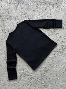 SHEIN Tween Girl 图案印花圆领长袖 T 恤 - 白色 - 查看 2