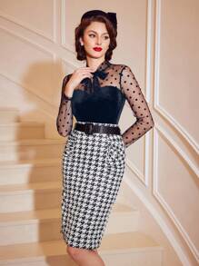 Vintamour Bộ đồ liền thân bằng nhung cổ điển cho nữ, áo đi chơi, trang phục câu lạc bộ cho nữ, quần áo cổ điển, áo yếm đen, áo nhung dự tiệc cho nữ, áo sơ mi, ngày lễ tình nhân, ngày lễ tình nhân, váy ngày lễ tình nhân - Màu xanh hải quân - Xem 2