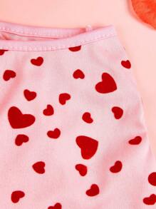 PETSIN 1pc Polyester Heart Pattern Stretchy Breathable Camisole Vest, Comfortable Home Wear Suitable For Teddy Bear All Season, Valentine's Day - Pink - View 4