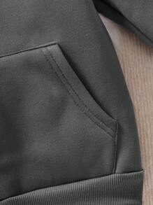 SHEIN Tween Girl 2024 Autumn/Winter New Back Letter Embroidery Sweatshirt - Grey - View 4